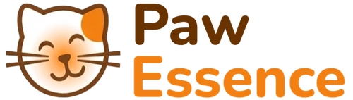 Logo of PawEssence with a cat face icon on the left and text on the right.